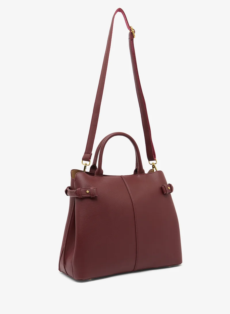 ايلا Structured Satchel Bag With Gold Accent